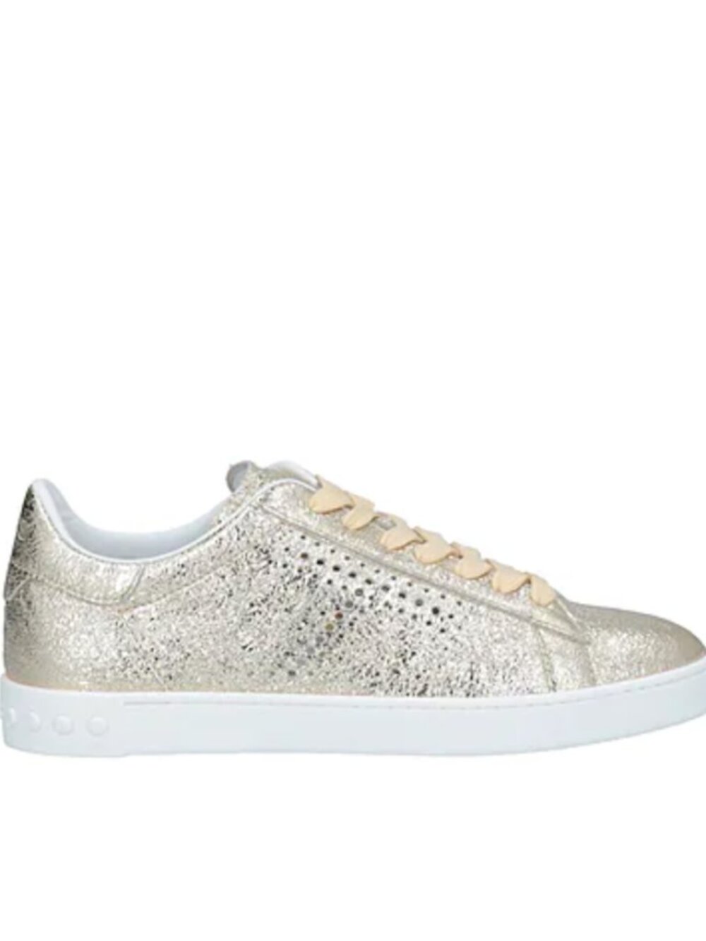 TODS WOMENS SILVER METALLIC LEATHER SHOES SIZE 37/7